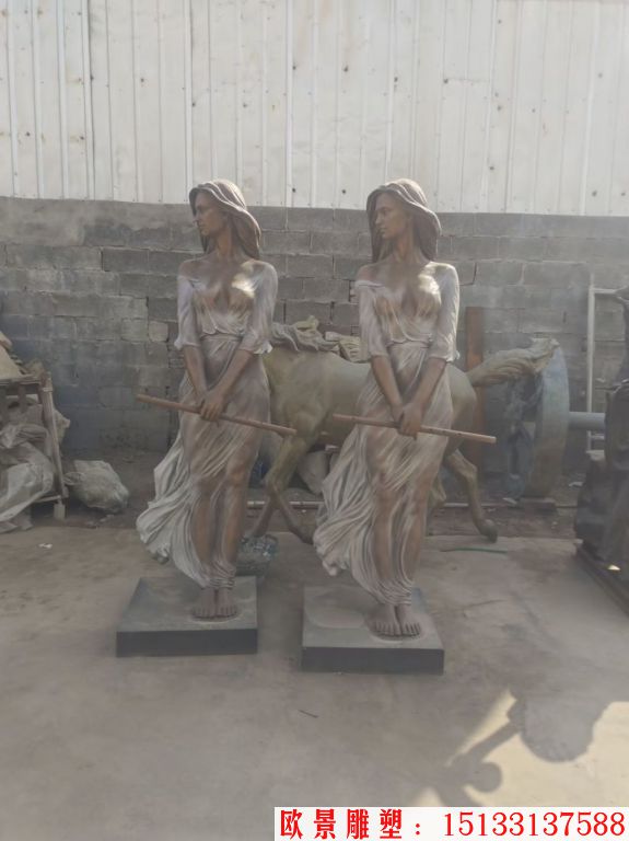 风一样的女子 铜雕塑 被风吹起铸铜人物雕塑
